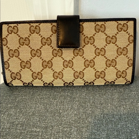 Gucci Beige and Brown Monogram Wallet GG canvas , Leather, New - Picture 1 of 7